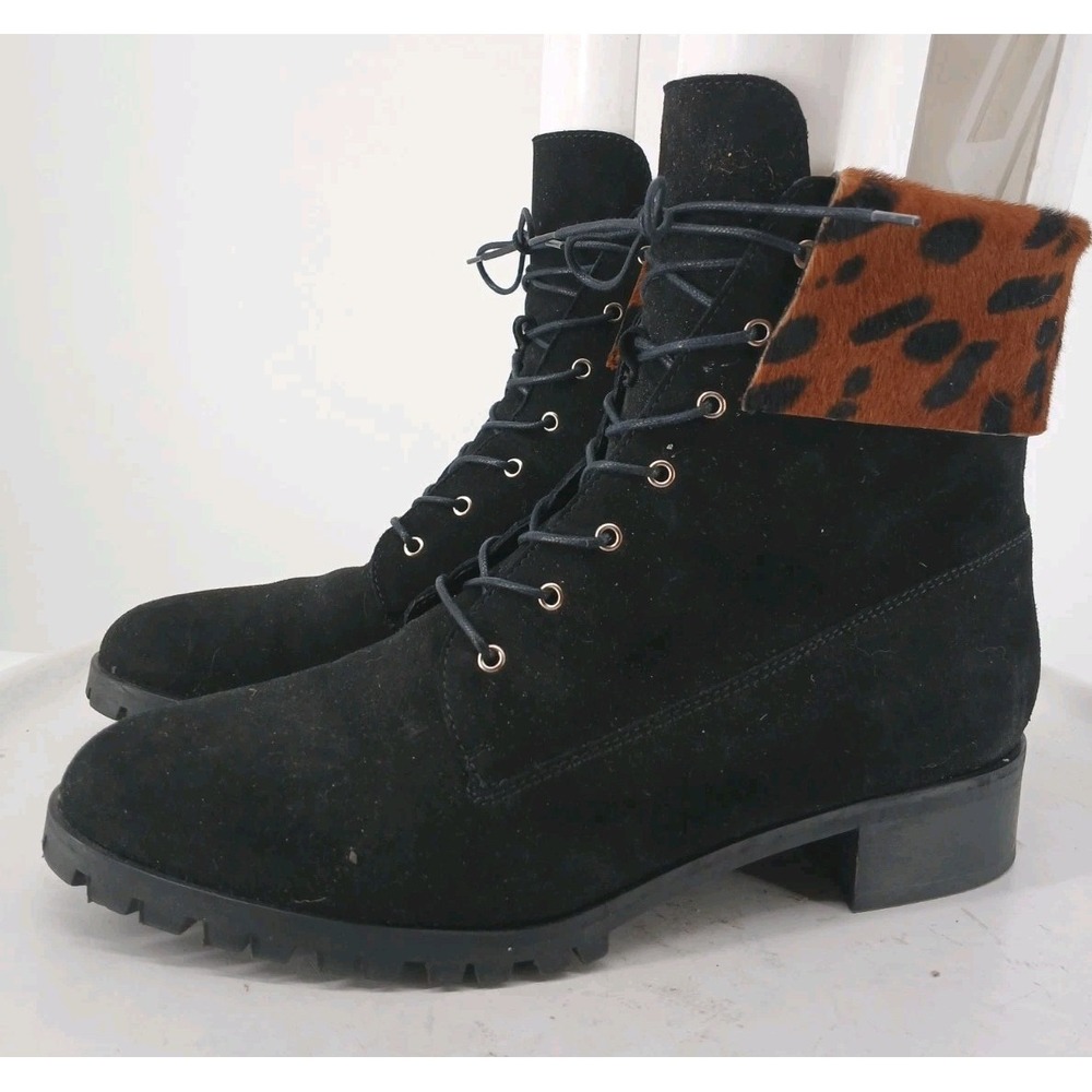 Grigiarancio Made in Italy Suede Calf Hair Black Ankle Booties Size 10 EU 41.DB4